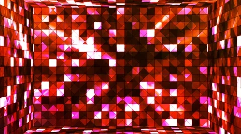Broadcast Twinkling Hi-Tech Squares Room, Red Orange, Abstract, Loopable, 4K Stock Footage 66579859