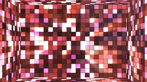 Broadcast Twinkling Hi-Tech Squares Room, Pink, Abstract, Loopable, 4K Stock Footage