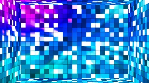 Broadcast Twinkling Hi-Tech Squares Room, Blue, Abstract, Loopable, 4K Stock Footage