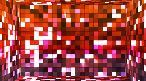 Broadcast Twinkling Hi-Tech Squares Room, Red, Abstract, Loopable, 4K Stock Footage