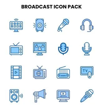 Broadcast Two Colour Graphics Icons Pack Ilustración de archivo