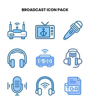 Broadcast Two Colour Scalable Icons Pack Ilustración de archivo