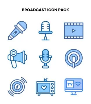 Broadcast Two Colour Vector Icons Pack Ilustración de archivo