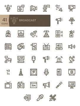 Broadcast Vector Graphics featuring 41 Bold Line Display Perfect Retina Rea.. Stock Illustration