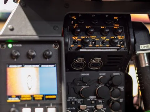 Broadcast Video Camera Detail Featuring Intercom Controls Stock Photos