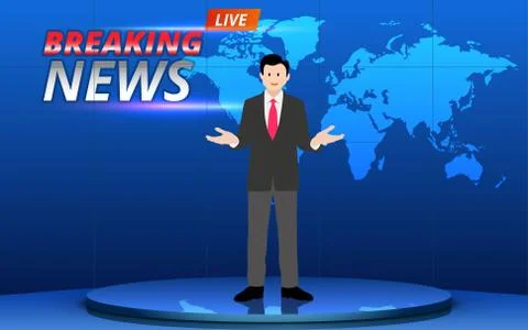 Broadcaster on the blue stand Stock Illustration