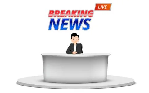 Broadcaster at the white table Stock Illustration