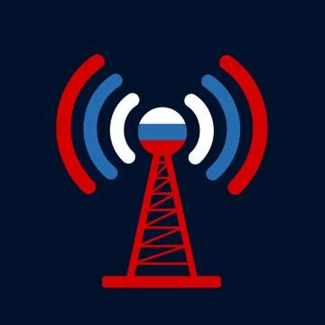Broadcasting and distribution of informations and signal from national broadc Stock Illustration