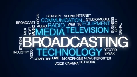 Broadcasting animated word cloud, text design animation. Stock Footage 76503040