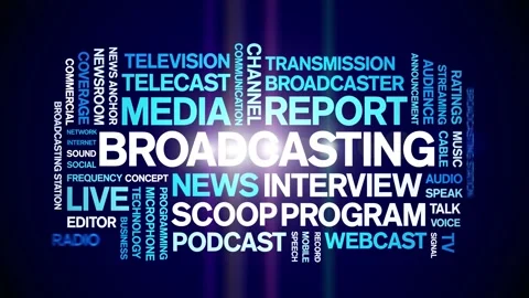 Broadcasting animated word cloud,animation tag kinetic typography seamless loop Video stock 300661242