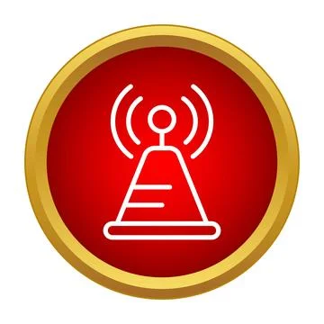 Broadcasting antenna transmitting wireless signal technology red icon Stock Illustration