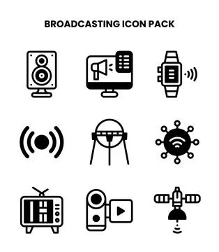 Broadcasting DuoTone Collection Icons Pack 库存插图