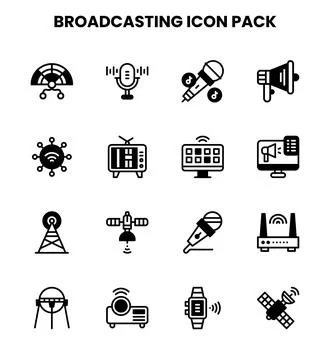 Broadcasting DuoTone Graphics Icons Pack Stock Illustration