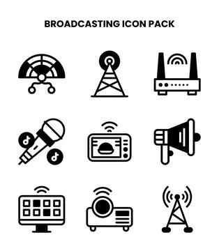 Broadcasting DuoTone Graphics Icons Pack Stock Illustration