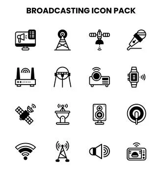 Broadcasting DuoTone Graphics Icons Pack 스톡 일러스트
