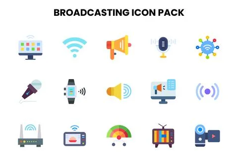 Broadcasting Flat Graphics Icons Pack Stockillustratie