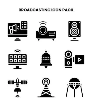 Broadcasting Glyph Scalable Icons Pack Ilustração Stock