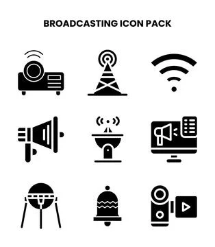 Broadcasting Glyph UI Icons Pack Illustration