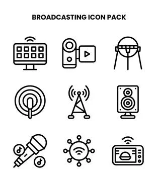 Broadcasting Line Vector Icons Pack Stockillustratie