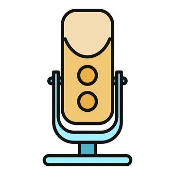Broadcasting microphone recording audio for podcasting and radio Stock Illustration