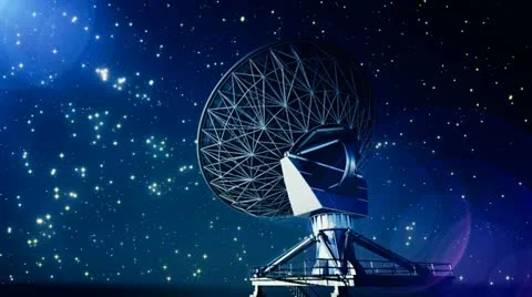 Broadcasting receiving space communication satellite dishes technology Stock Footage 21486734