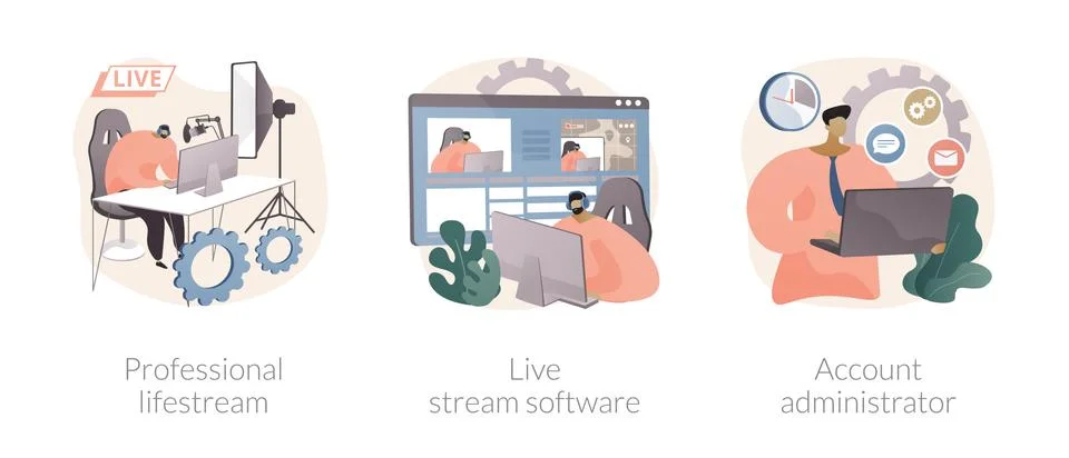 Broadcasting service abstract concept vector illustrations. Stock Illustration