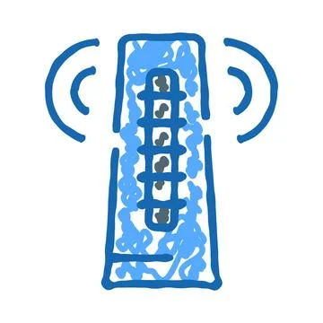 Broadcasting signal tower icon transmitting wireless communication Stock Illustration