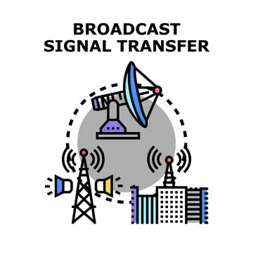 Broadcasting signal transfer communication network connecting city Stock Illustration