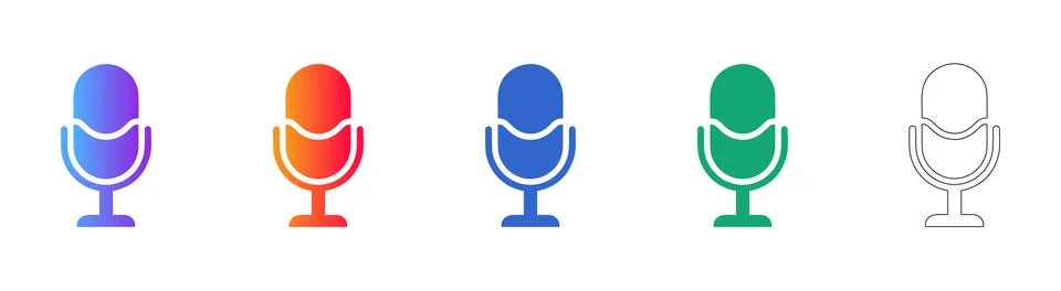 Broadcasting Studio Microphone Icons Stock Illustration