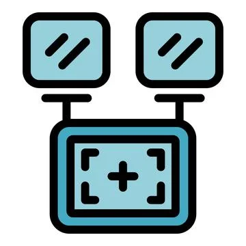 Broadcasting system with two antennas and a screen displaying a target symbol Stock Illustration