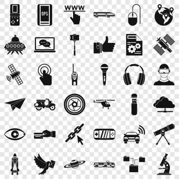 Broadcasting technology icons set, simple style Stock Illustration