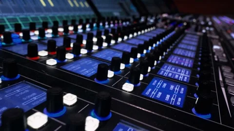 Broadcasting television Panel. Big Audio Mixing Board. Motion Camera. video Stock Footage 135591614