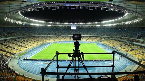 Broadcasting TV camera stadium arena Stock Video Pond5