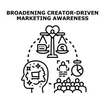 Broadening creator driven marketing awareness concept illustration イラスト素材