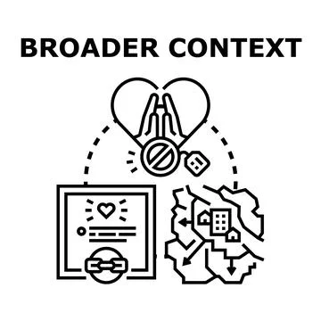 Broader context analyzing problem solutions relationship Stock Illustration