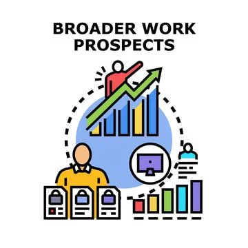 Broader work prospects developing career opportunities Stock Illustration