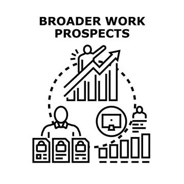 Broader work prospects developing career opportunities Stock Illustration