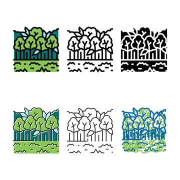 Broadleaf forests color icon vector mix Ilustração Stock