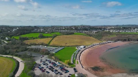 Broadsands Beach from a drone, Paignton, Devon, England Stock Footage 236332581
