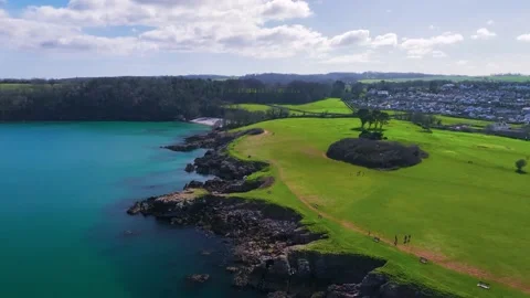 Broadsands Beach from a drone, Paignton, Devon, England Stock Footage 236359729