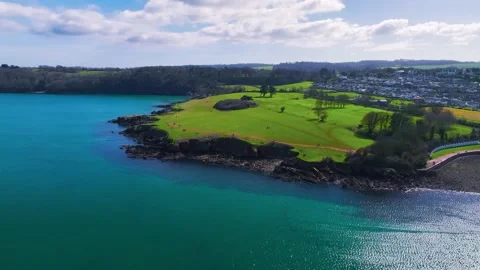Broadsands Beach from a drone, Paignton, Devon, England Stockbeeldmateriaal 236359732