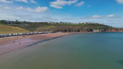 Broadsands Beach from a drone, Paignton, Devon, England Stock Footage 236393076