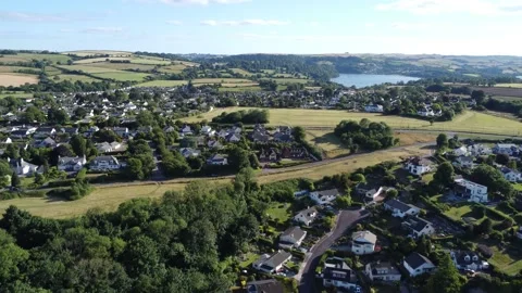 Broadsands, Devon, England: DRONE VIEWS: Galmpton Warborough Common &amp; River Dart Stock Footage 201676013