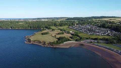 Broadsands, S. Devon, England: Drone View: Broadsands beach &amp; Churston Ferrers Stock Footage 223761633