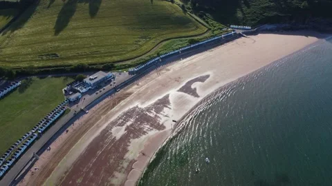 Broadsands, South Devon, England: Drone View: Broadsands beach and sea Stock-Footage 223765149