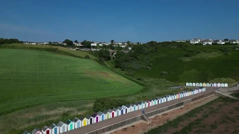 Broadsands, Torbay, Devon, England: DRONE VIEWS: Steam Train over Viaduct Stock Footage 243766782