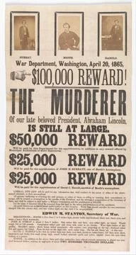 [Broadside for the Capture of John Wilkes Booth, John Surratt, and David He.. Ilustración de archivo