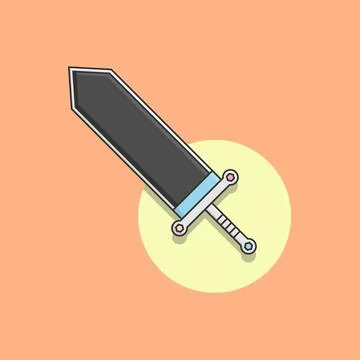Broadsword Vector Illustration. Medieval Weapon. Object. Flat Cartoon Style.. Stock Illustration