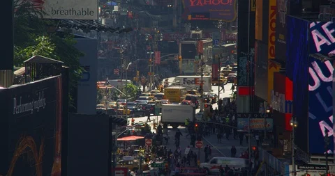 Broadway from above with Time Square, Manhattan, New York City, United States Stock Footage 107008971