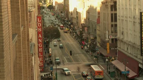 Broadway and 6th st  Stock Footage 933926